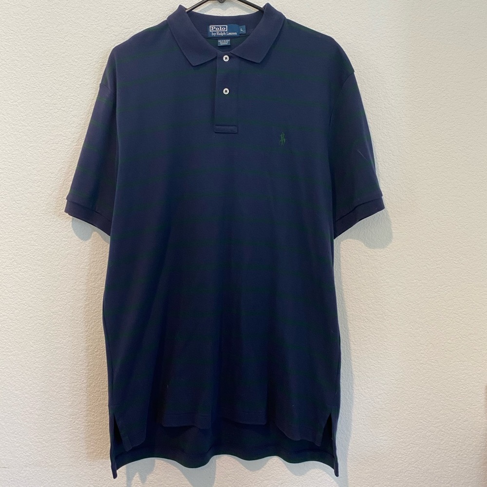 Polo Ralph Lauren Blue Green Striped Polo Shirt L